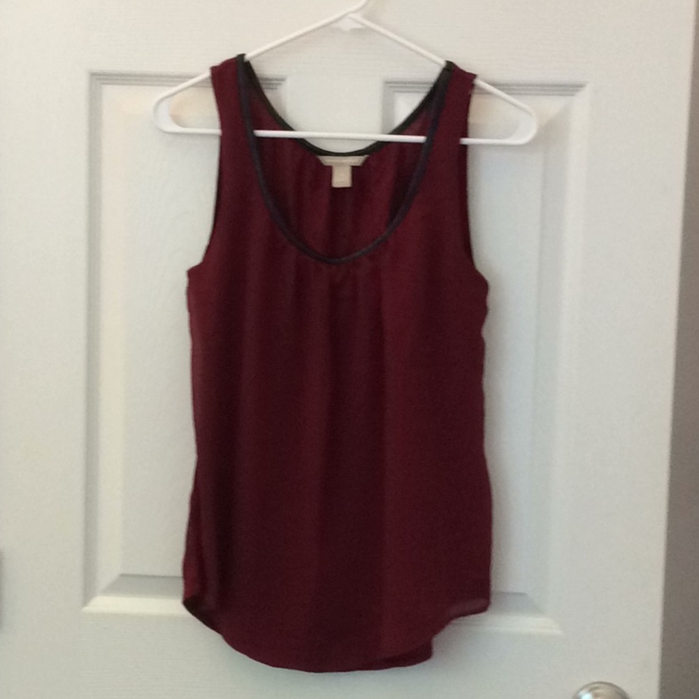 Banana Republic chiffon tank with leather trim